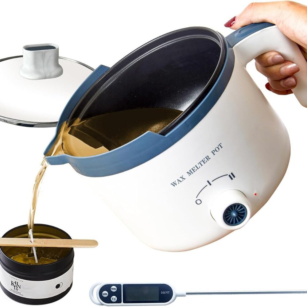 Wax Melting Pot with Thermometer, Electric Wax Melter for Candle Making with Spo